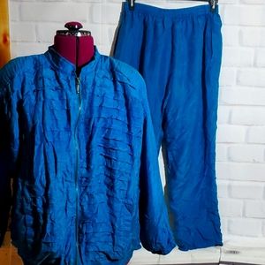 Vintage silk track suit turquoise XL